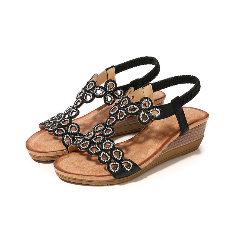 Rhinestone wedge sandals