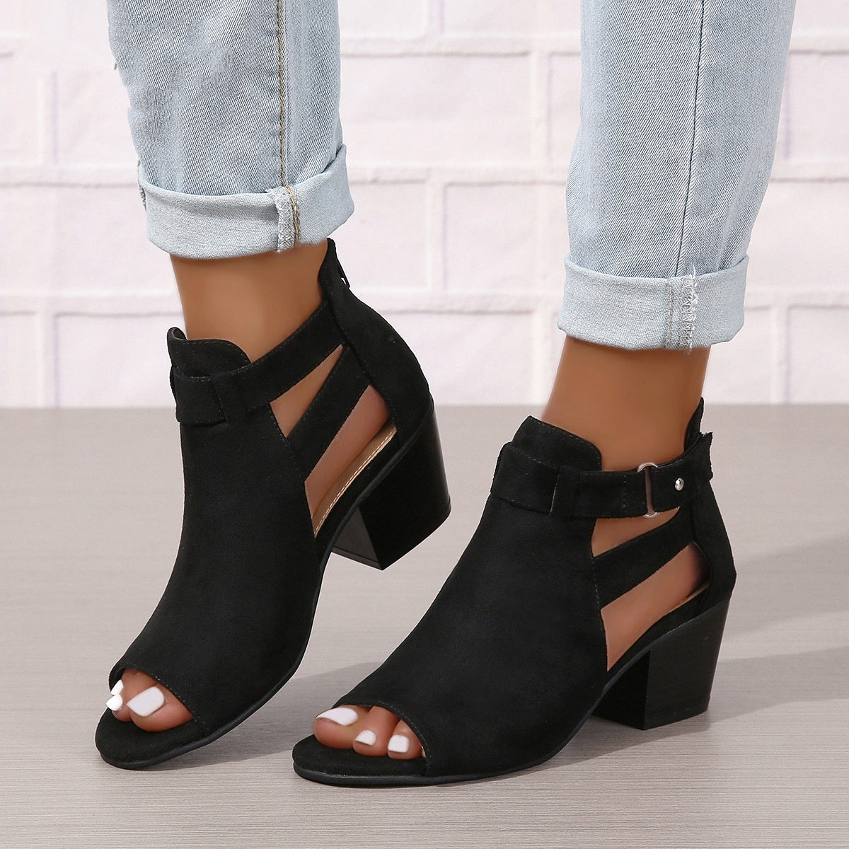 The Studded Peep-Toe Bootie