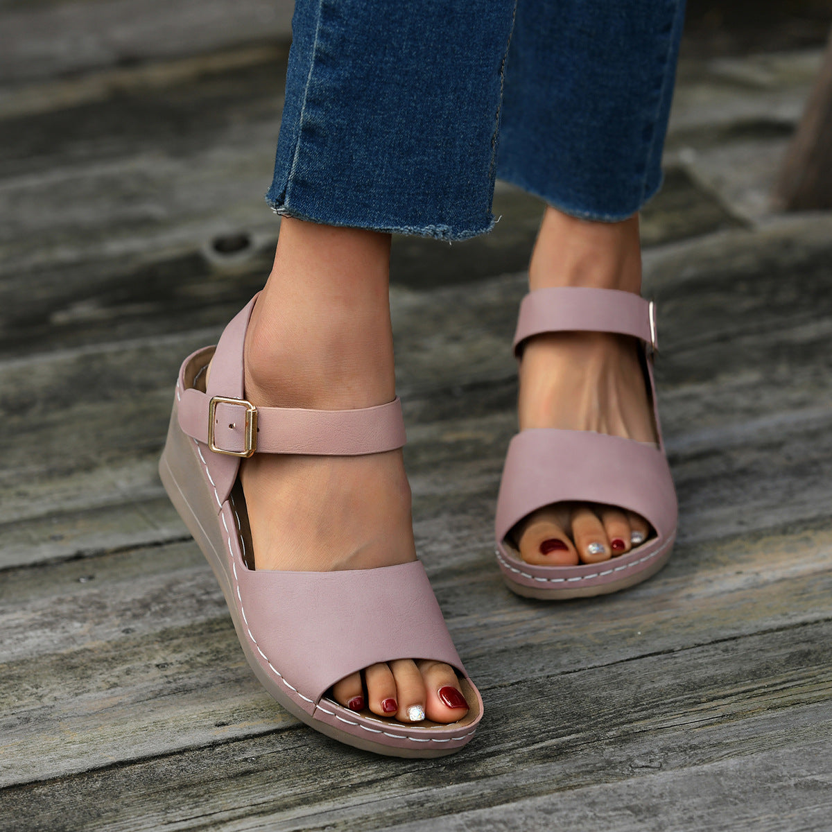 The Buckle Wedge Sandal