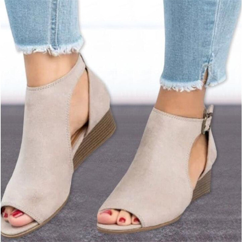 The Peep-Toe Wedge Bootie