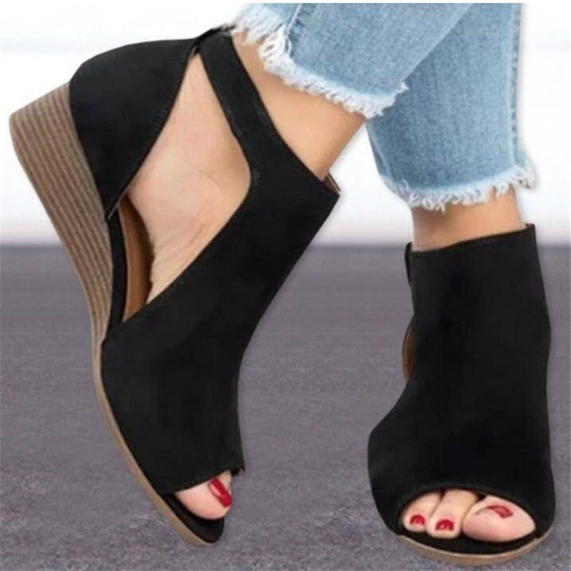 The Peep-Toe Wedge Bootie