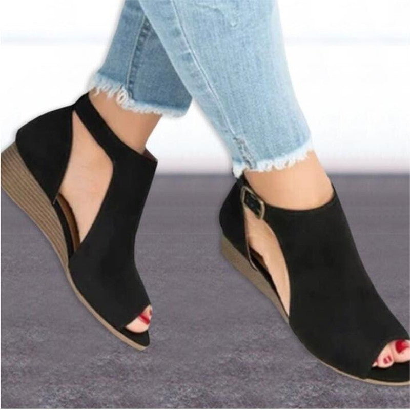 The Peep-Toe Wedge Bootie