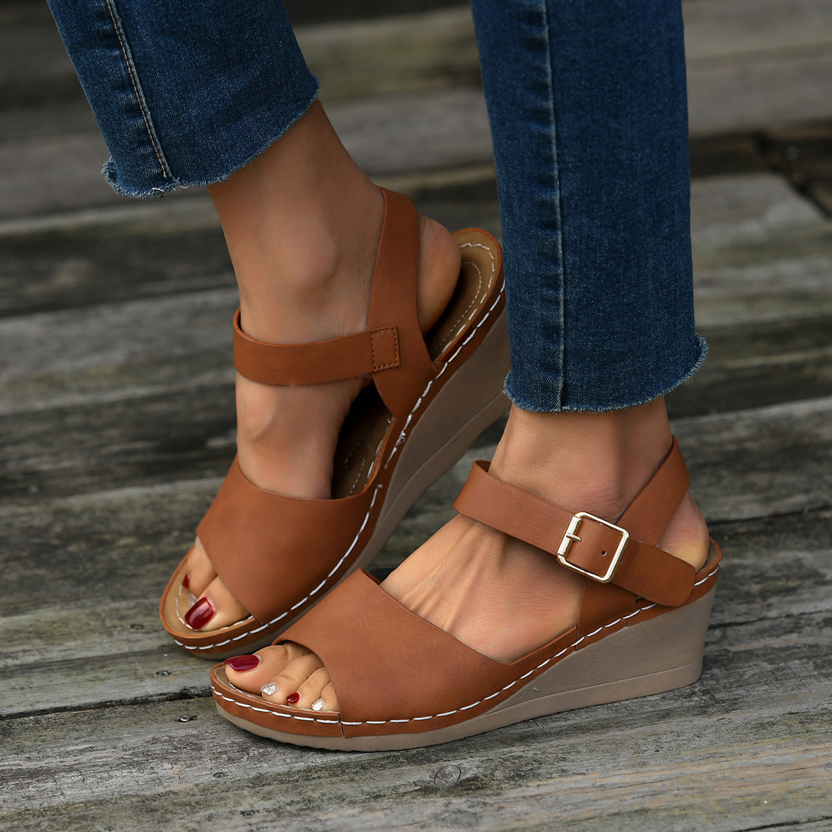 The Buckle Wedge Sandal