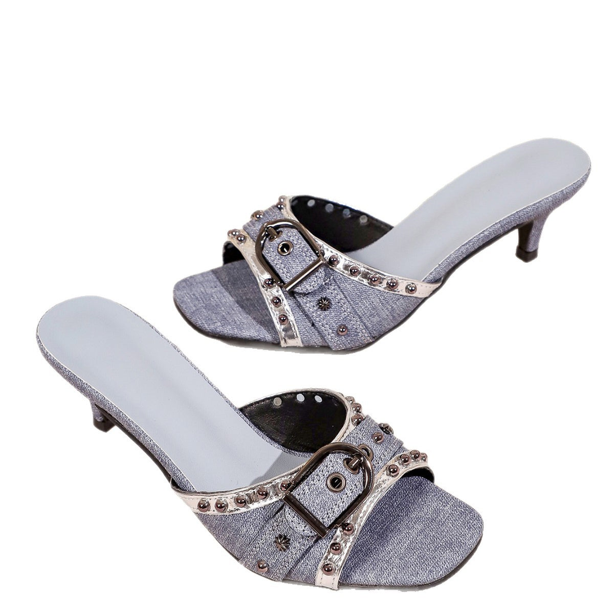 The Studded Kitten Heel Slide