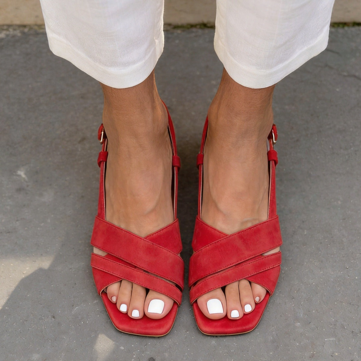 The Red Velvet Block Heel