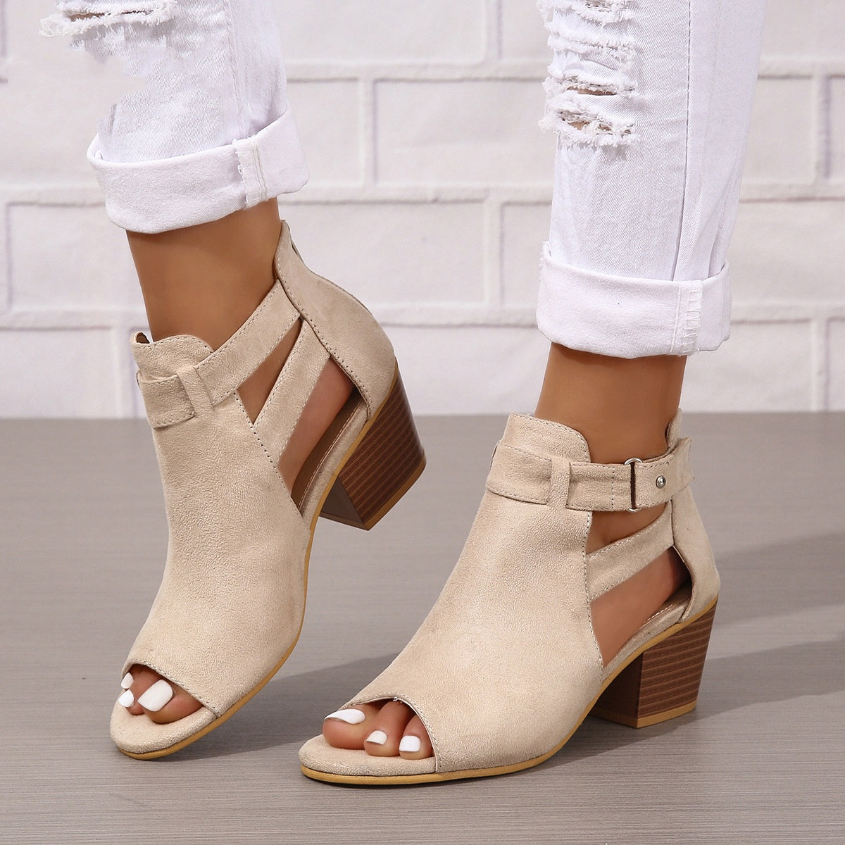 The Studded Peep-Toe Bootie
