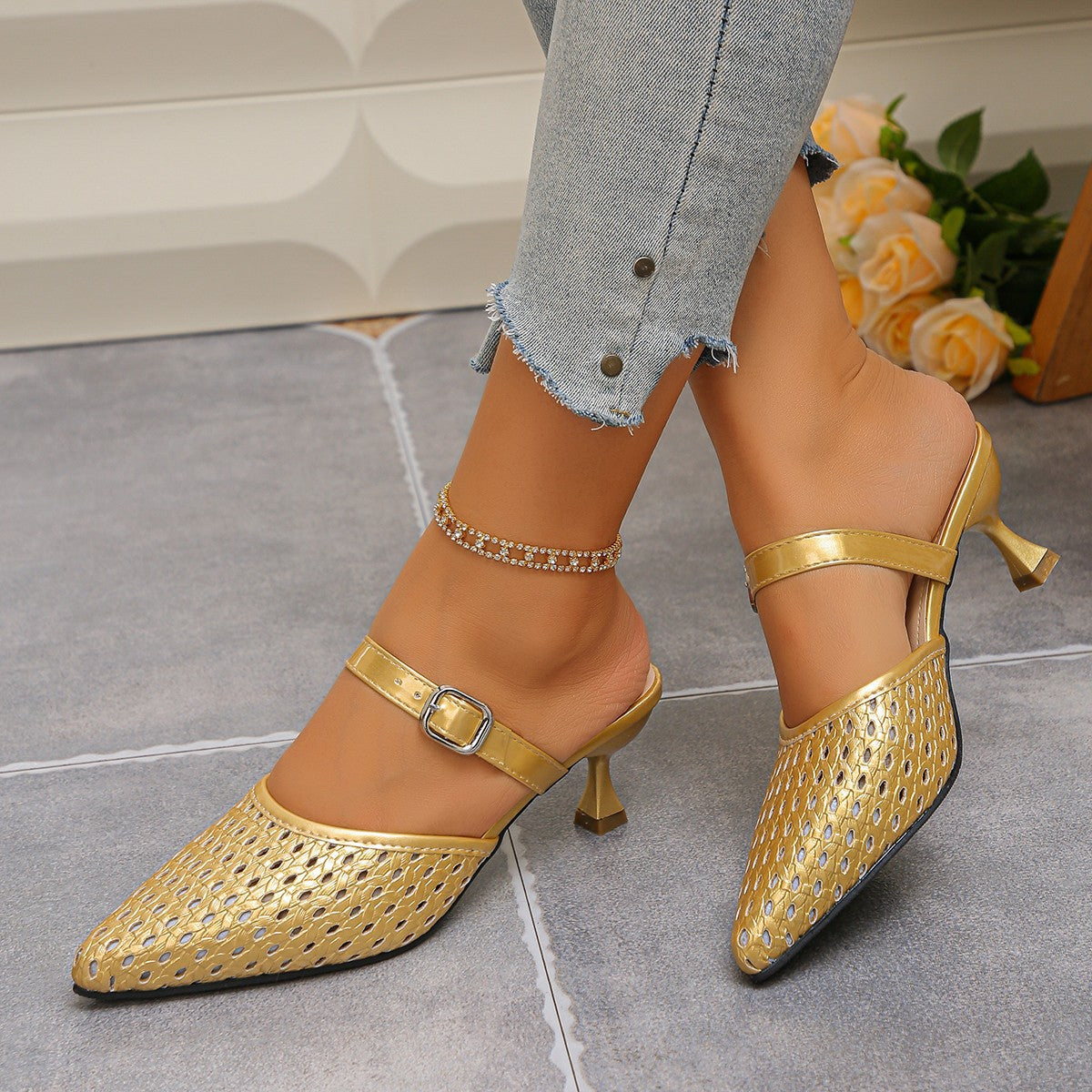 The Woven Kitten Heel Mule