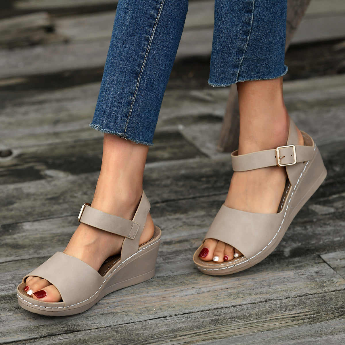 The Buckle Wedge Sandal