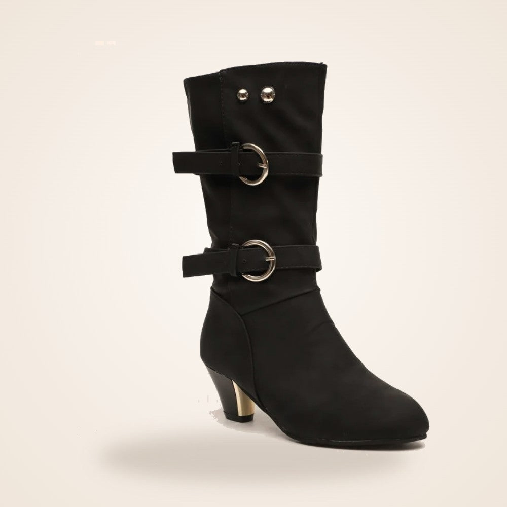 Buckle Slouch Boot in black