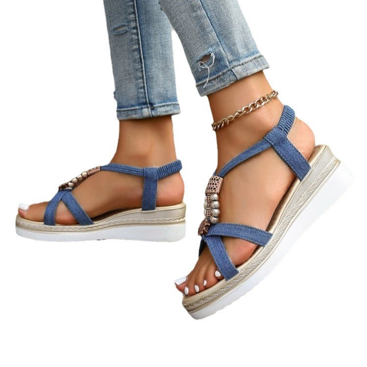 The Pearl Denim Wedge