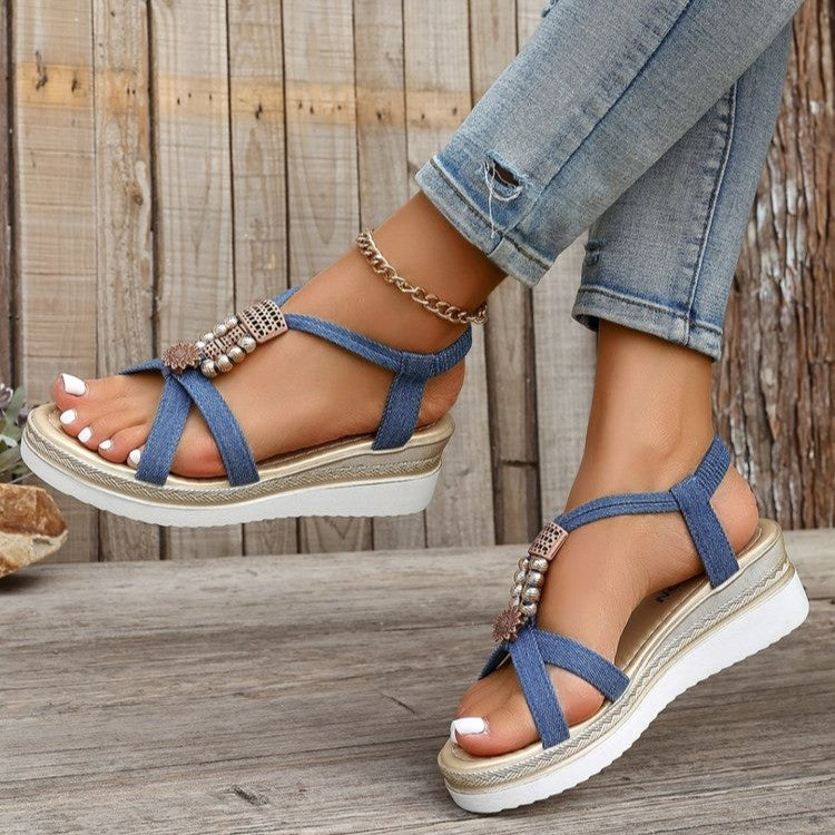 The Pearl Denim Wedge
