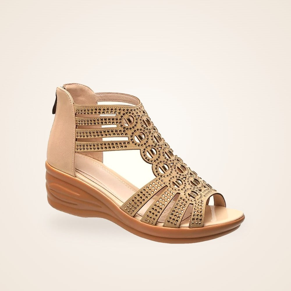Cage Wedge Sandal in beige
