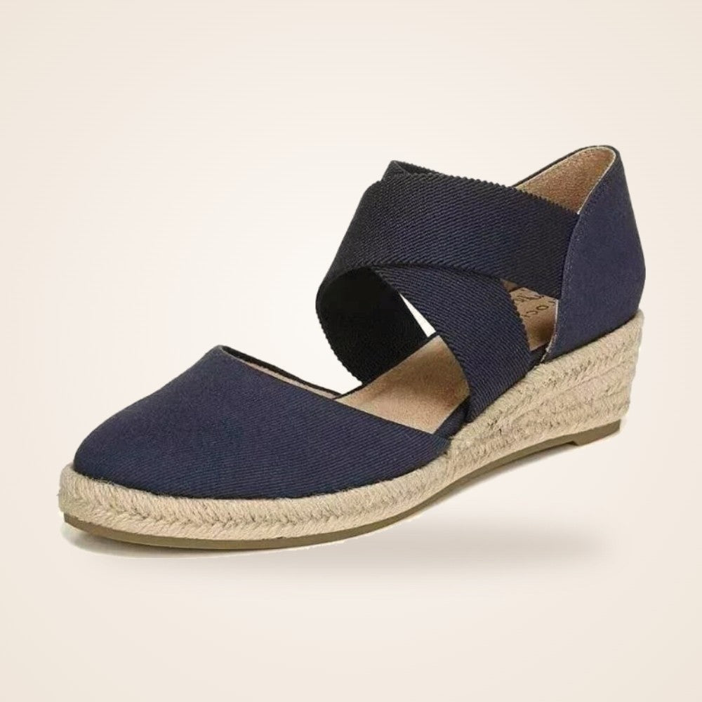 Capri Espadrille Wedge in navy