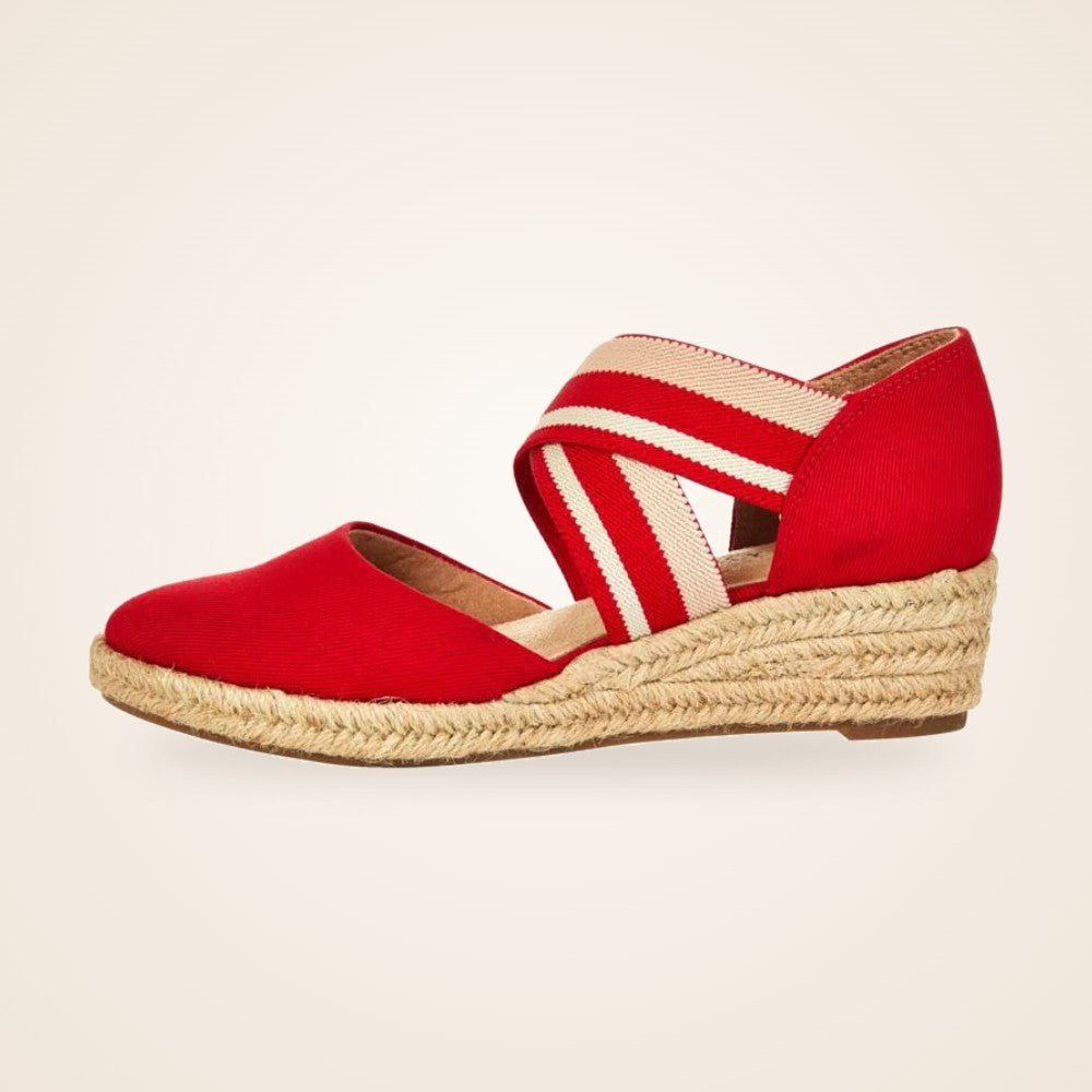 Capri Espadrille Wedge in red