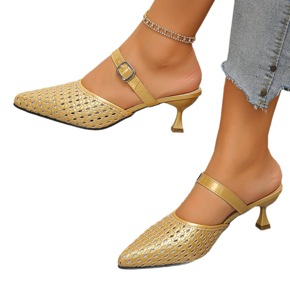 The Woven Kitten Heel Mule