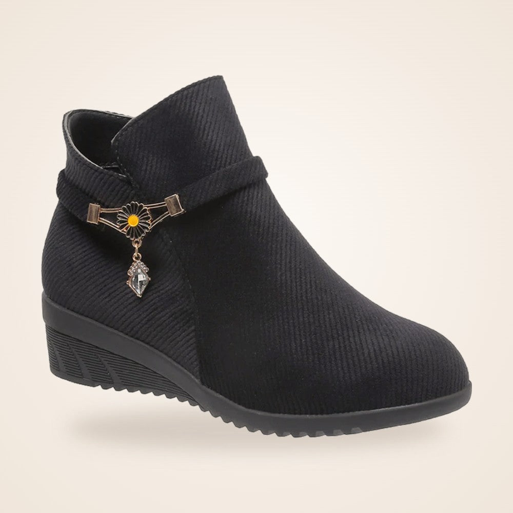 Cosy Wedge Ankle Boot in black suede