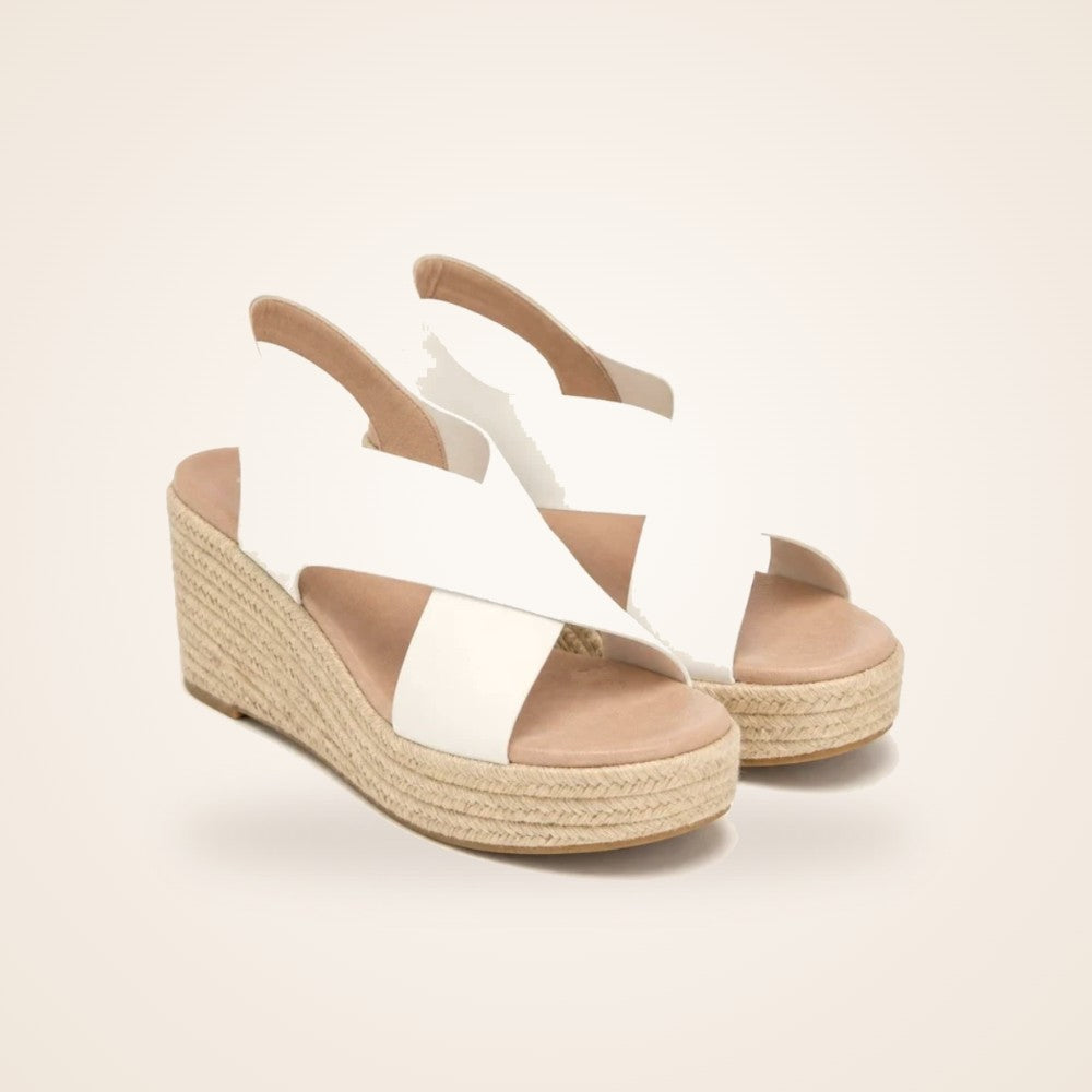 Cross Strap Espadrille Wedge in white