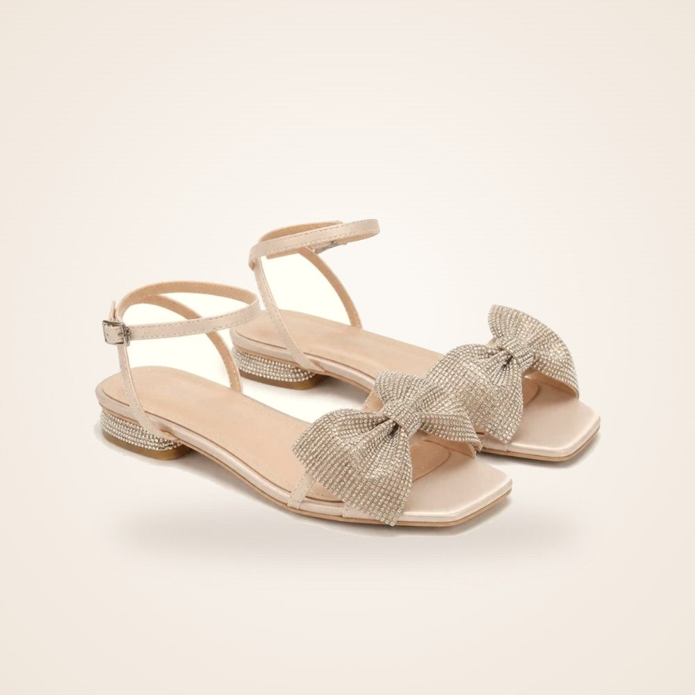 Crystal Bow Sandal in champagne