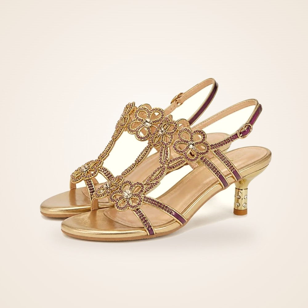 Crystal Flower Heel in purple