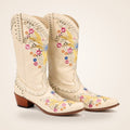 Embroidered Western Boot in cream