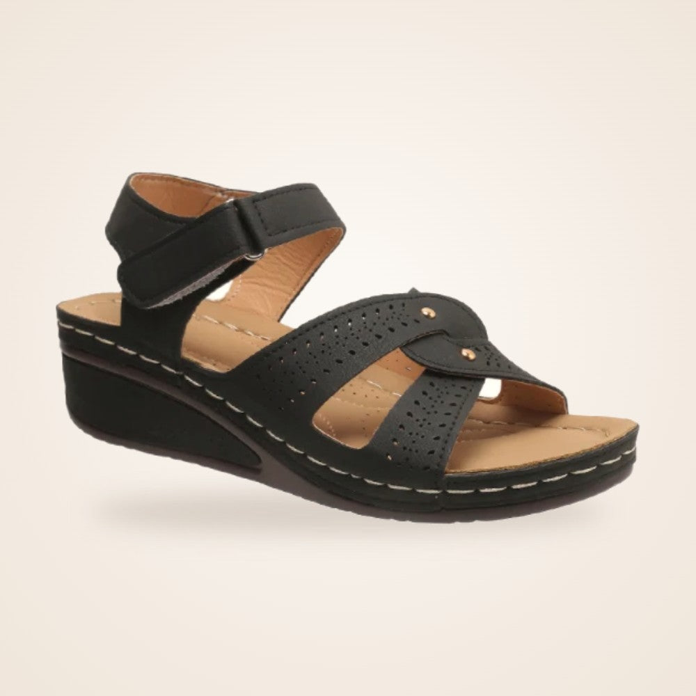 Flower Cut Out Wedge in black