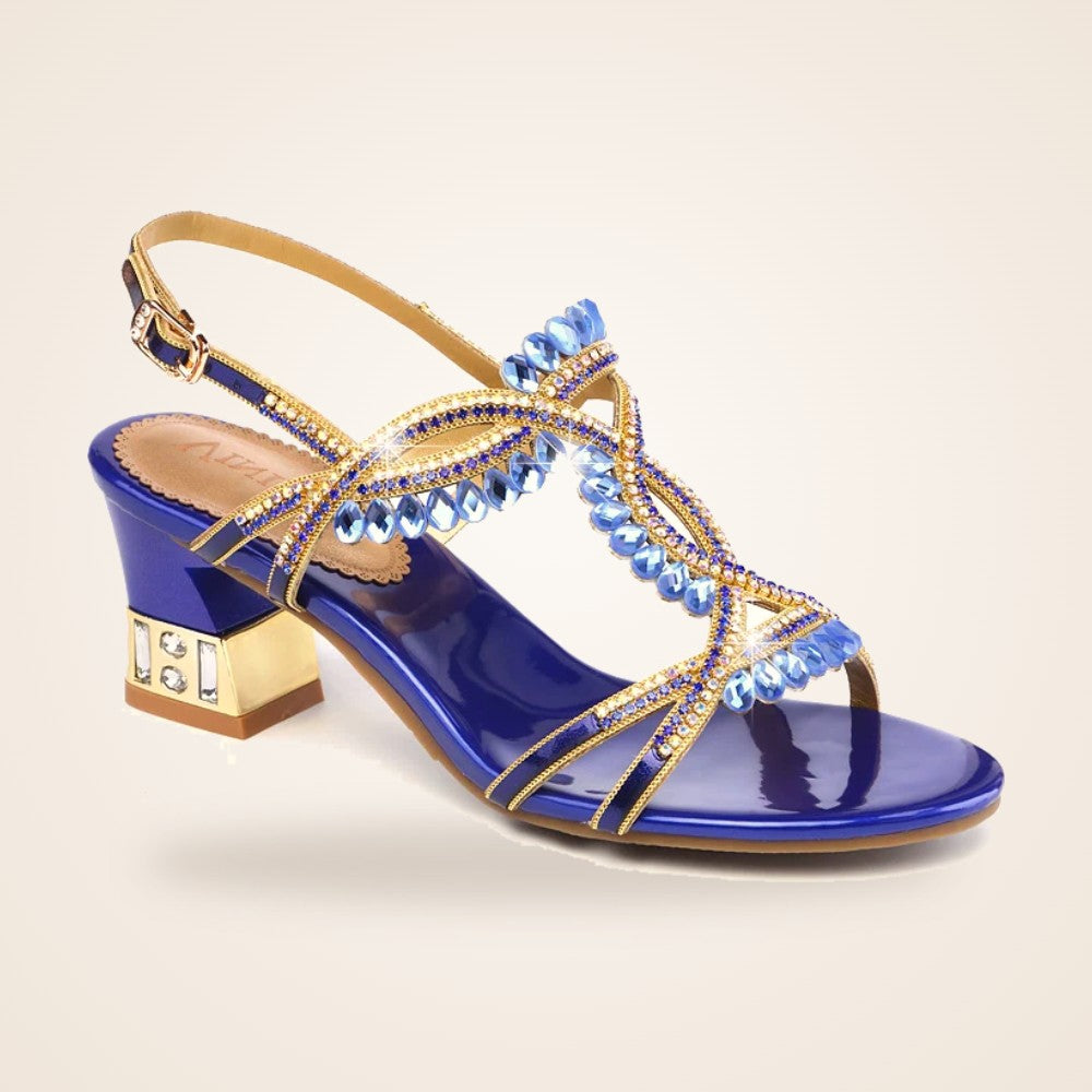 Gilded Jewel Heel in sapphire