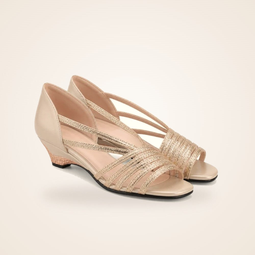 Glitter Strappy Wedge in gold
