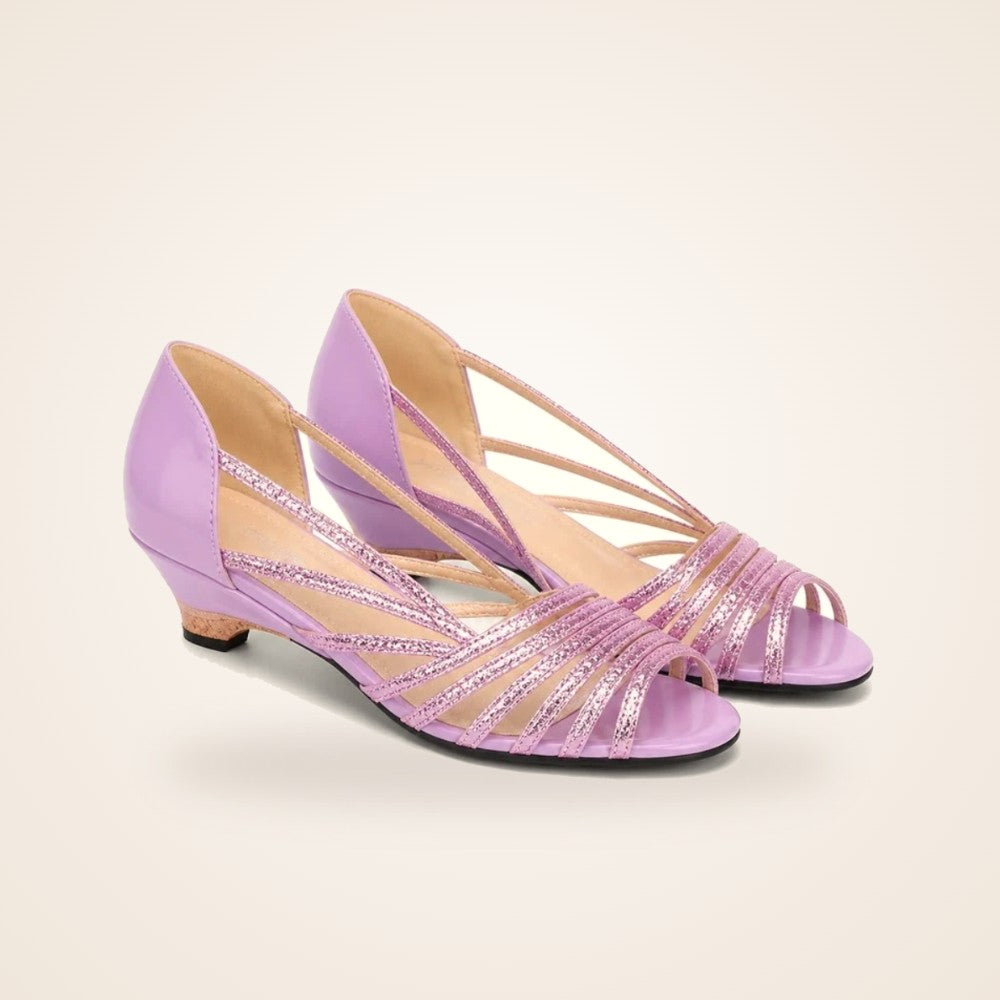 Glitter Strappy Wedge in lilac