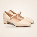 Mary Jane Block Heel in cream