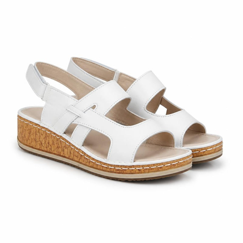 The Patchwork Wedge Sandal in White (Style C)