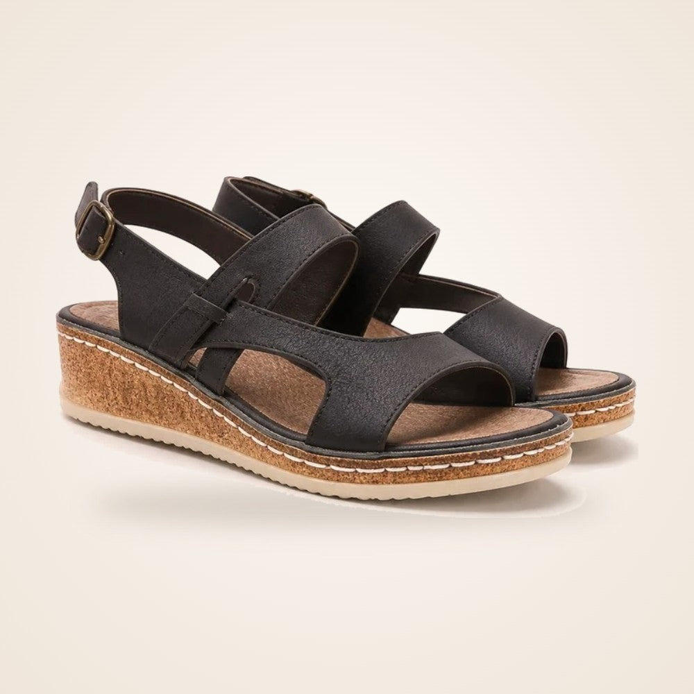 Patchwork Wedge Sandal in black (Style C)