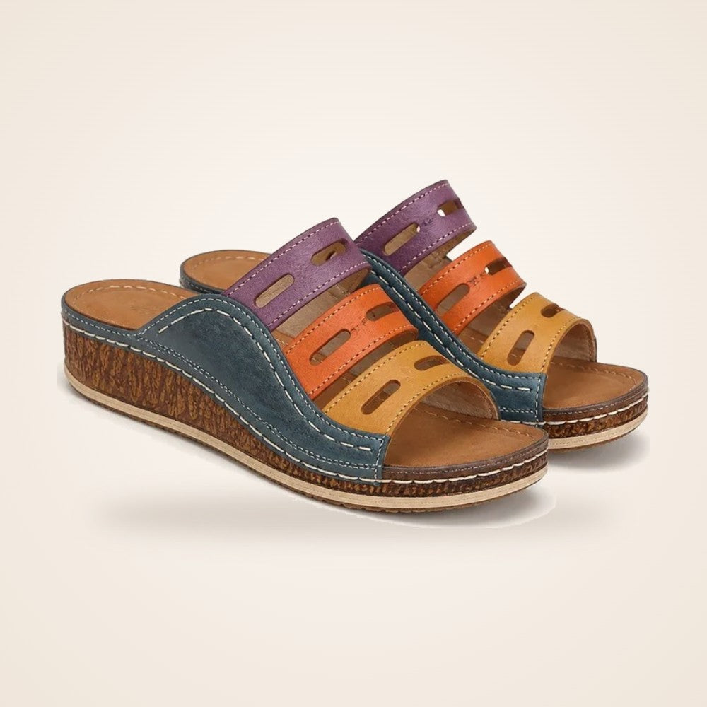 Patchwork Wedge Sandal in blue (Style B)