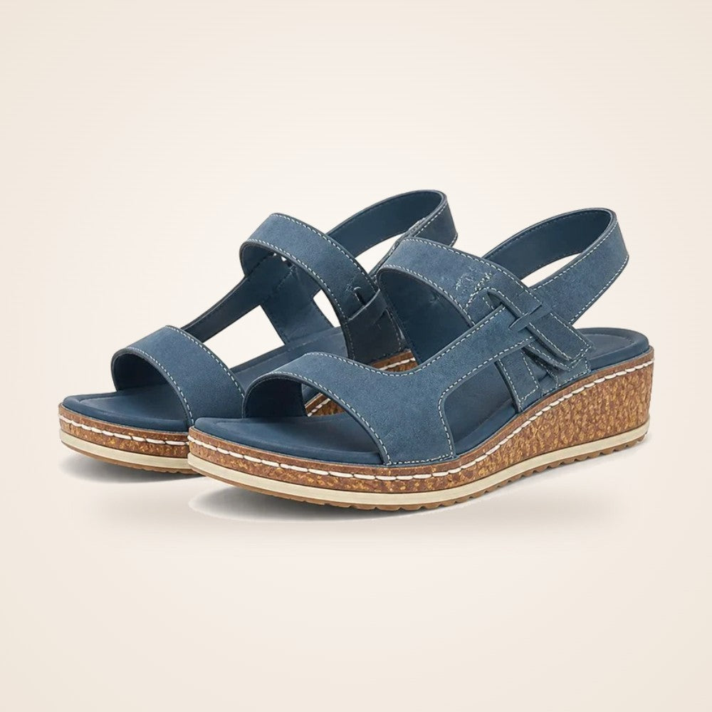 Patchwork Wedge Sandal in blue (Style C)