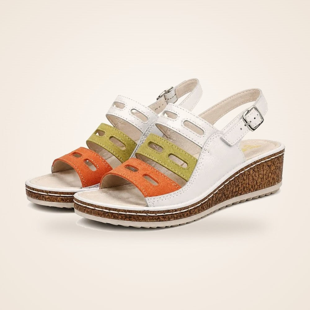 Patchwork Wedge Sandal in white (Style A)