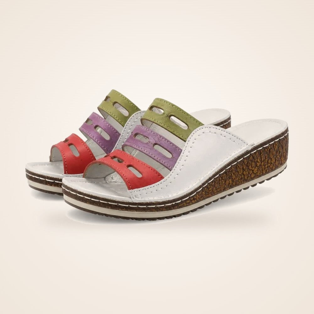 Patchwork Wedge Sandal in white (Style B)
