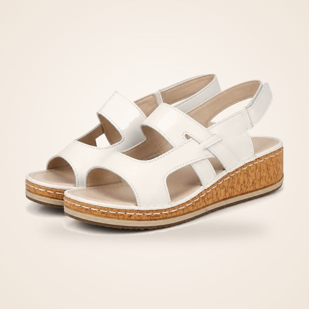 Patchwork Wedge Sandal in white (Style C)