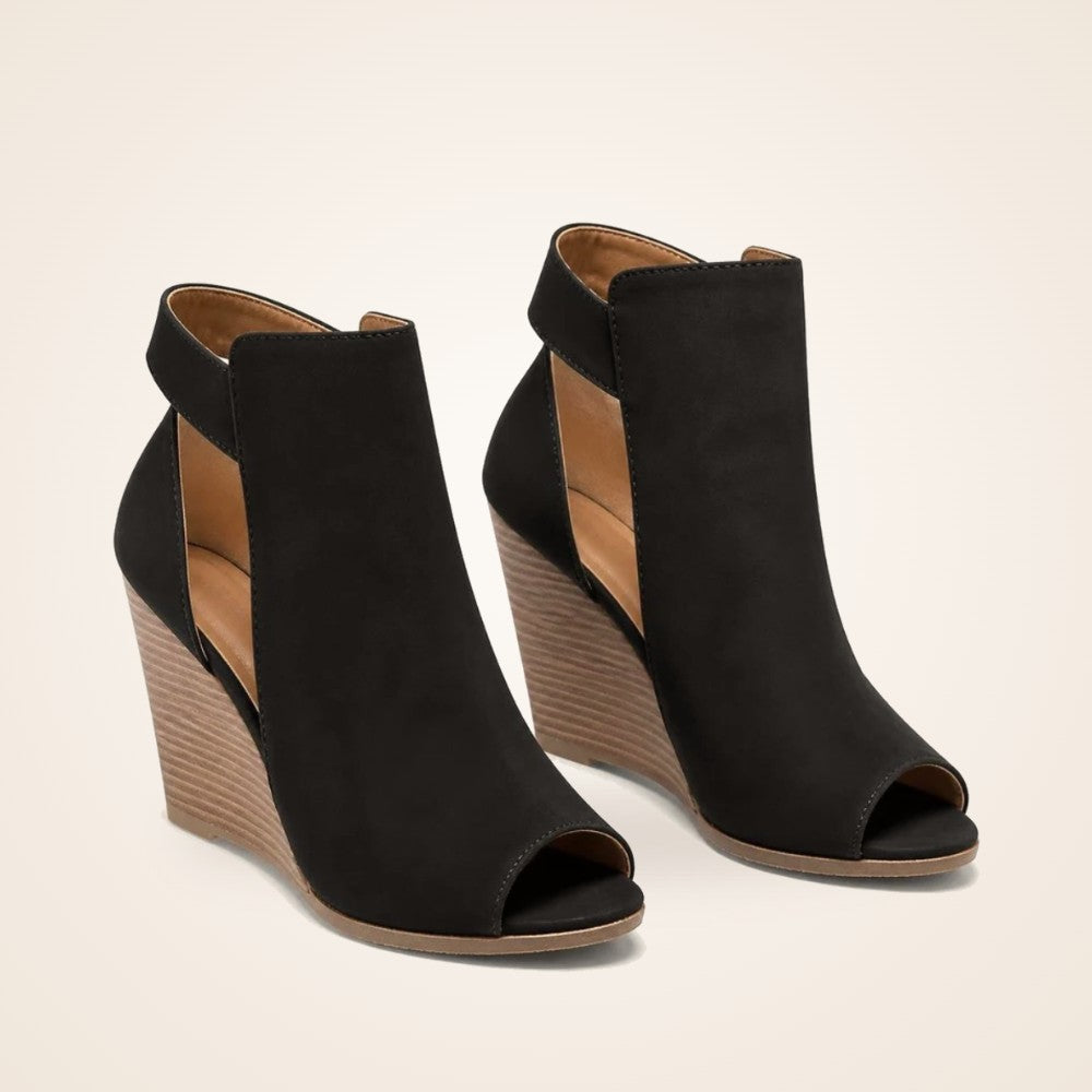 Peep Toe Wedge Bootie in black