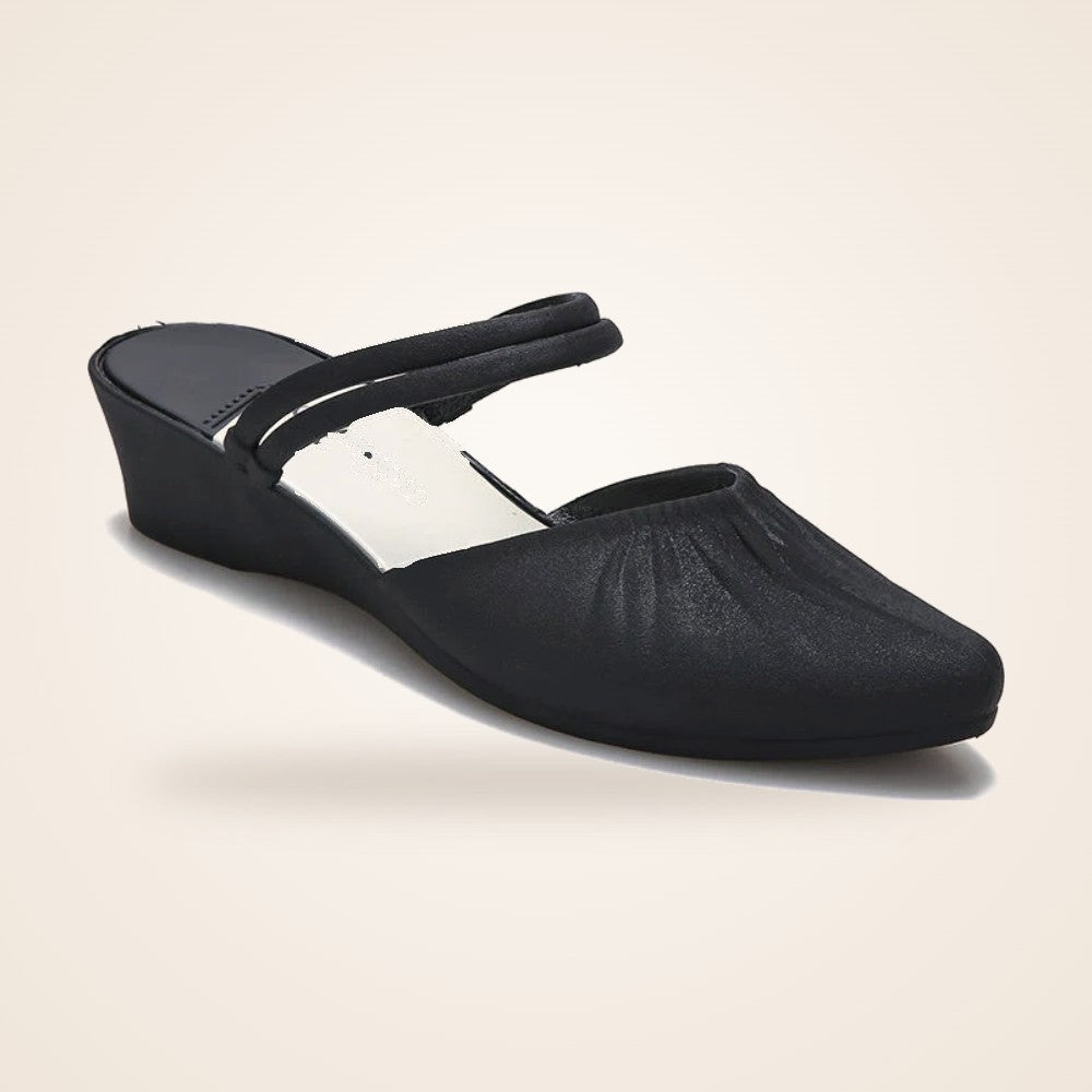 Pointed Wedge Mule in black