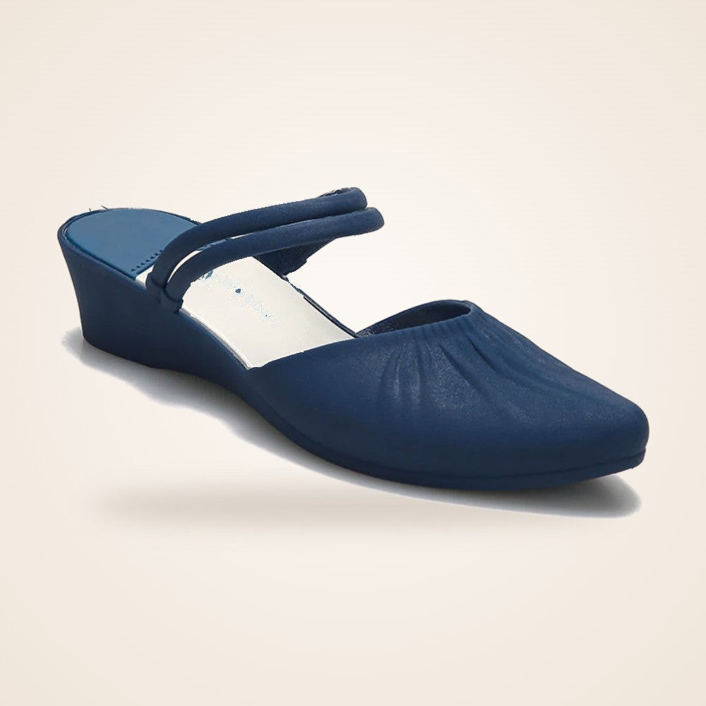 Pointed Wedge Mule in navy