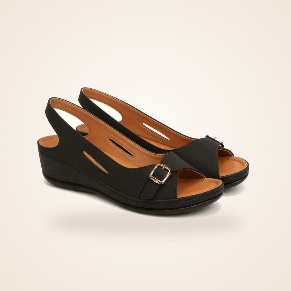Roman Wedge Sandal in black