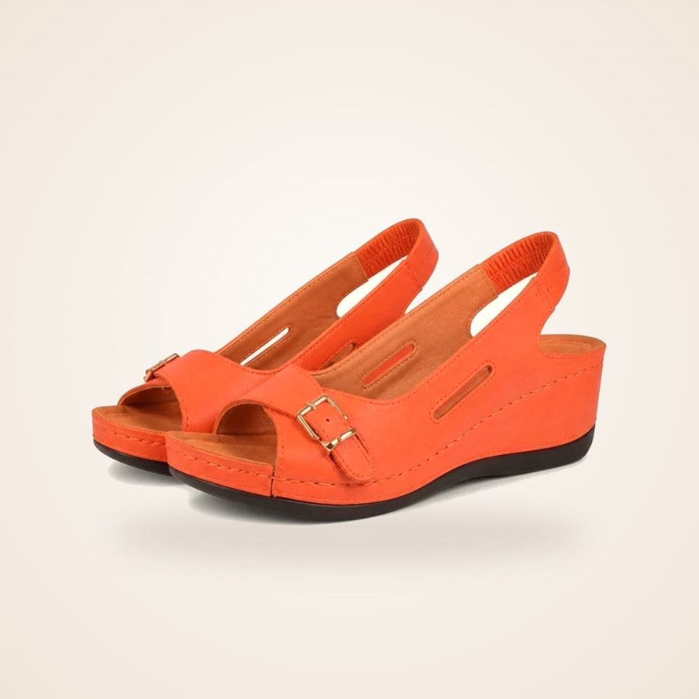 Roman Wedge Sandal in coral
