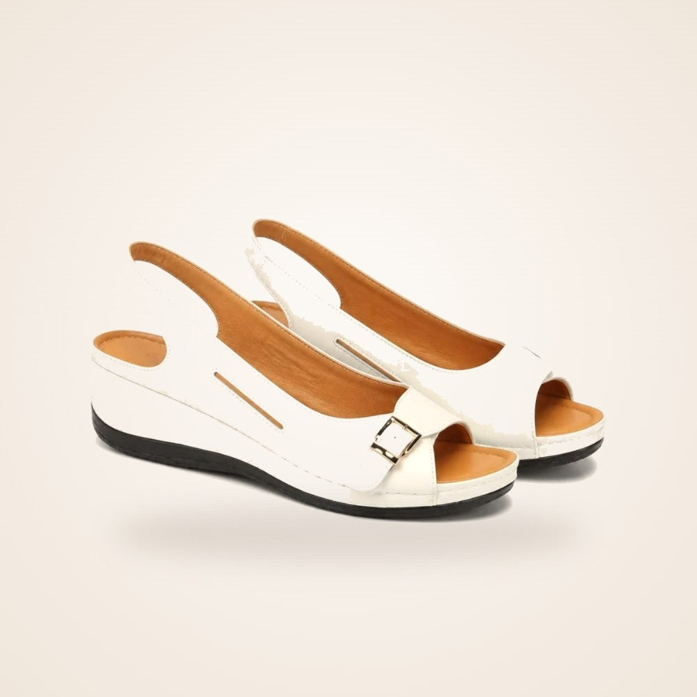 Roman Wedge Sandal in white