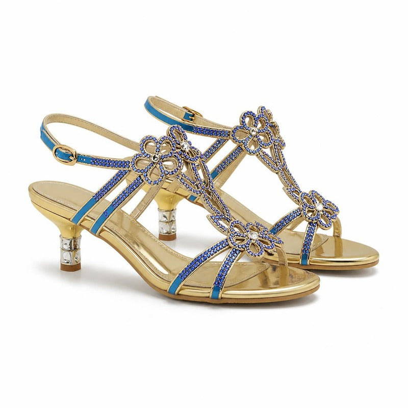The Crystal Flower Heel in Blue