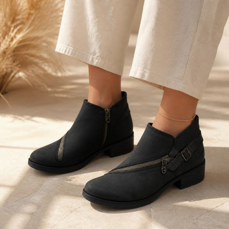 Zip Ankle Boot in black, worn
