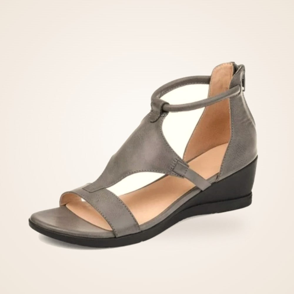 Zip-Back Wedge Sandal in grey
